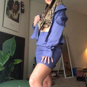 SALE Washed blue skirt & blazer set